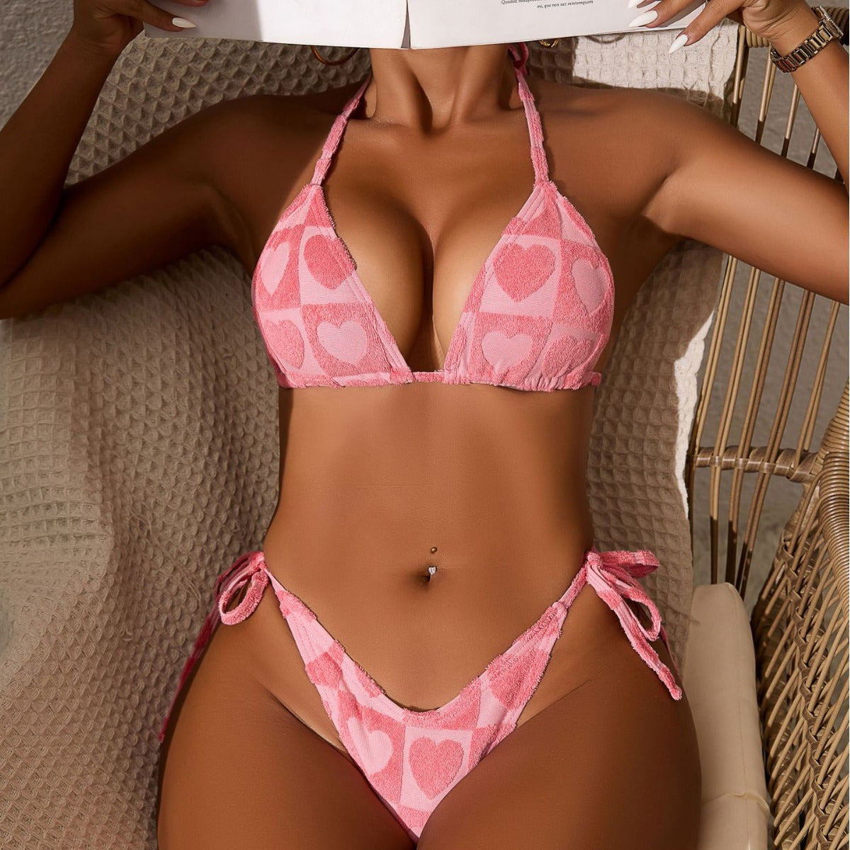 Swimsuit Sweet Peach Heart Towel Cloth Bikini Bikini Sexy Split Swimsuit Women Bella Mia